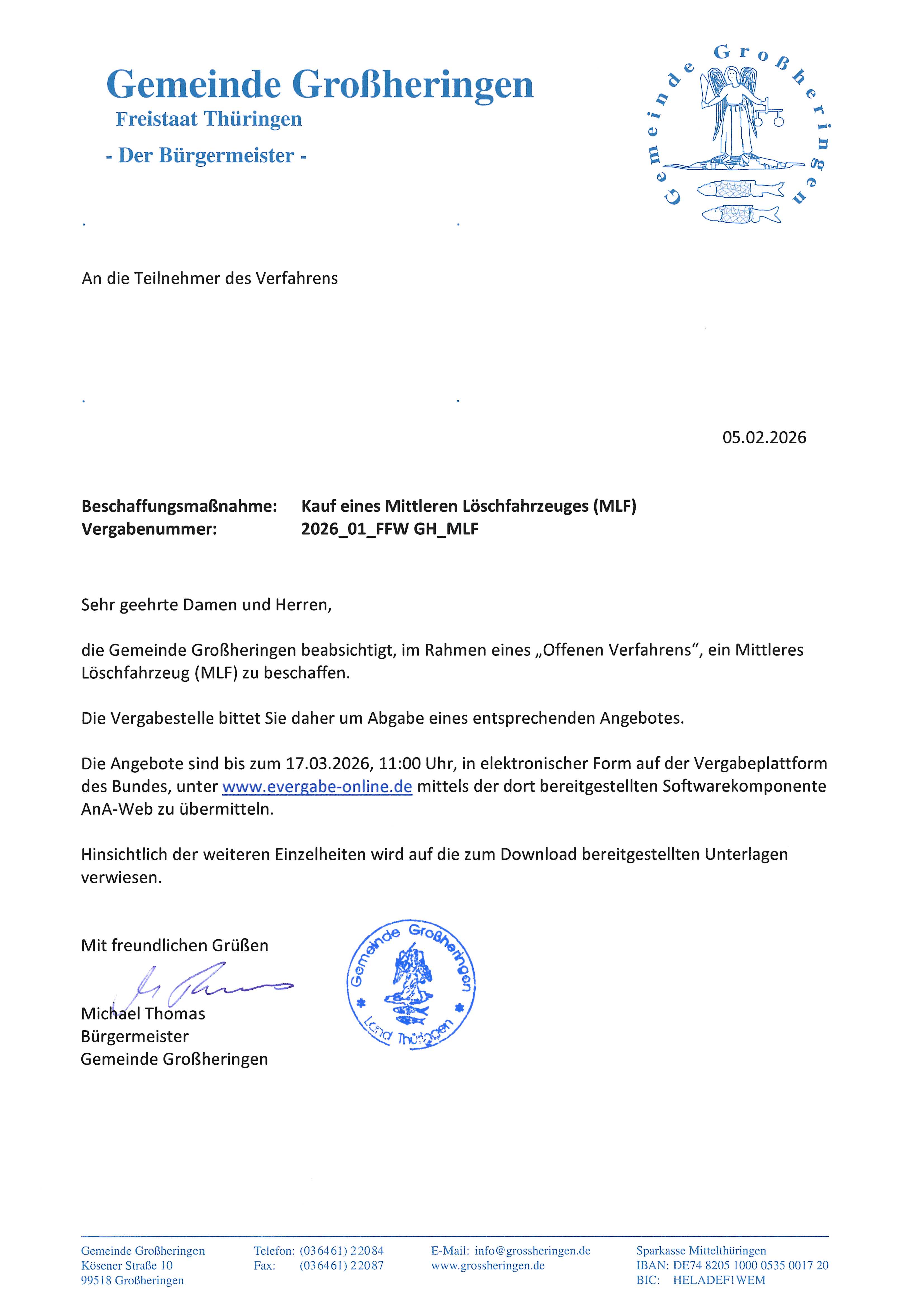 Ausschreibungsbekanntmachung MLF_05.02.26